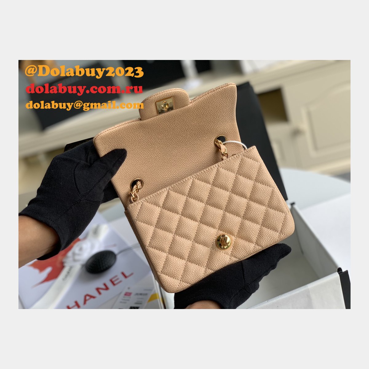 CC 7 Star CF 17CM Classic Flap Apricot UK Bag