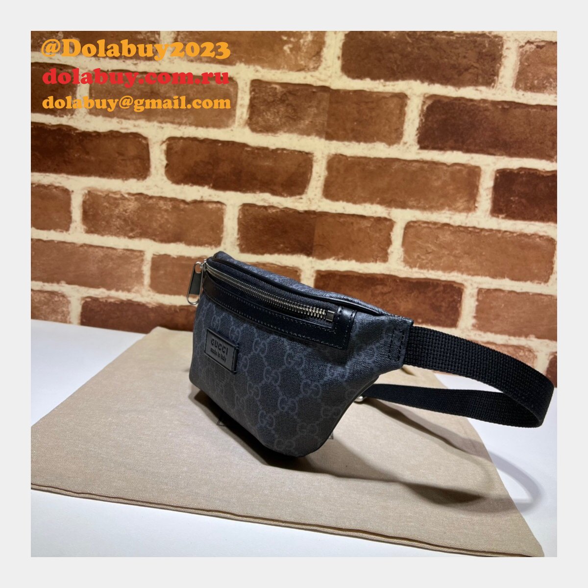 best quality fake G*u*i gg 675181 black belt aaa+ bag