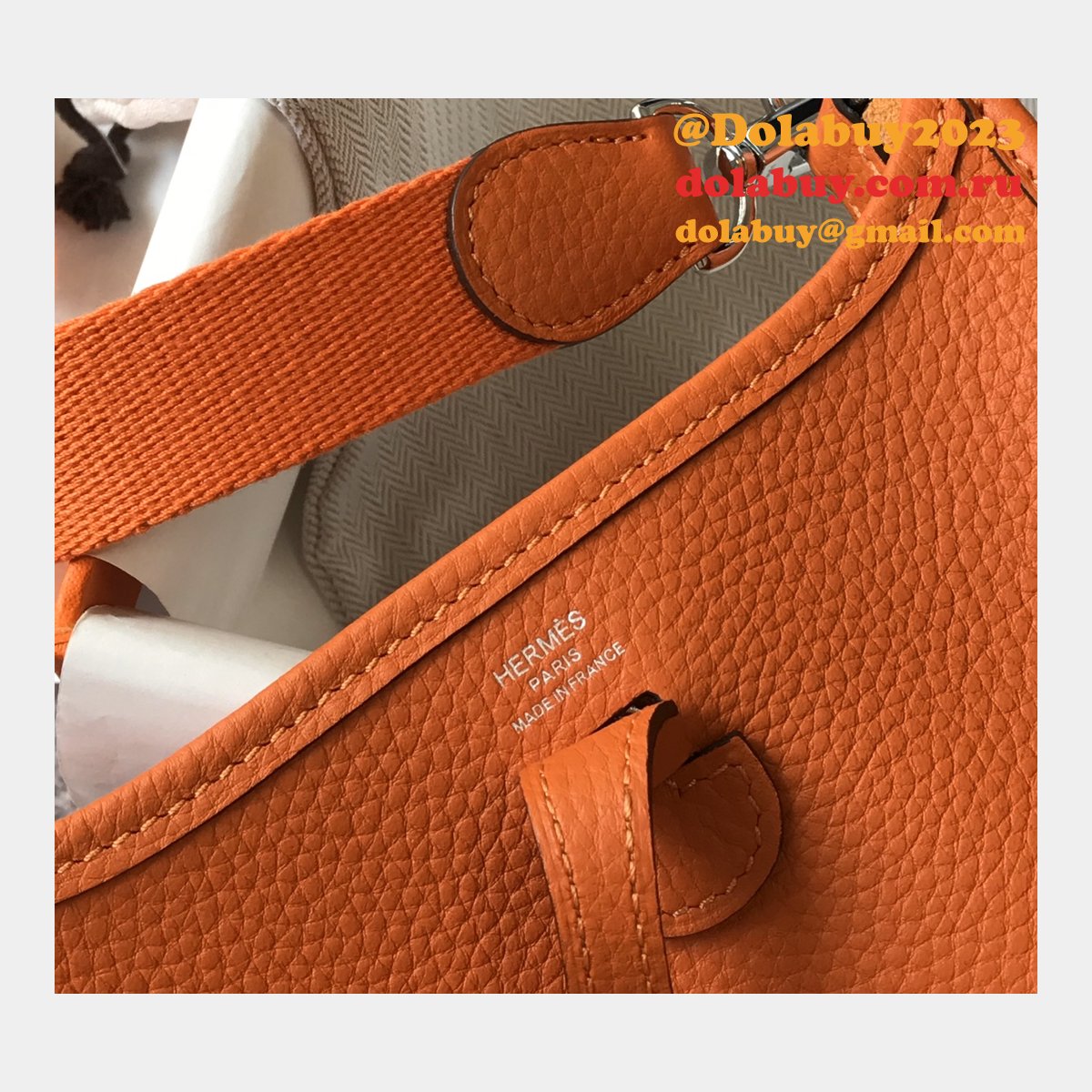 Hermes Bags Replica Mini Evelyne Orange
