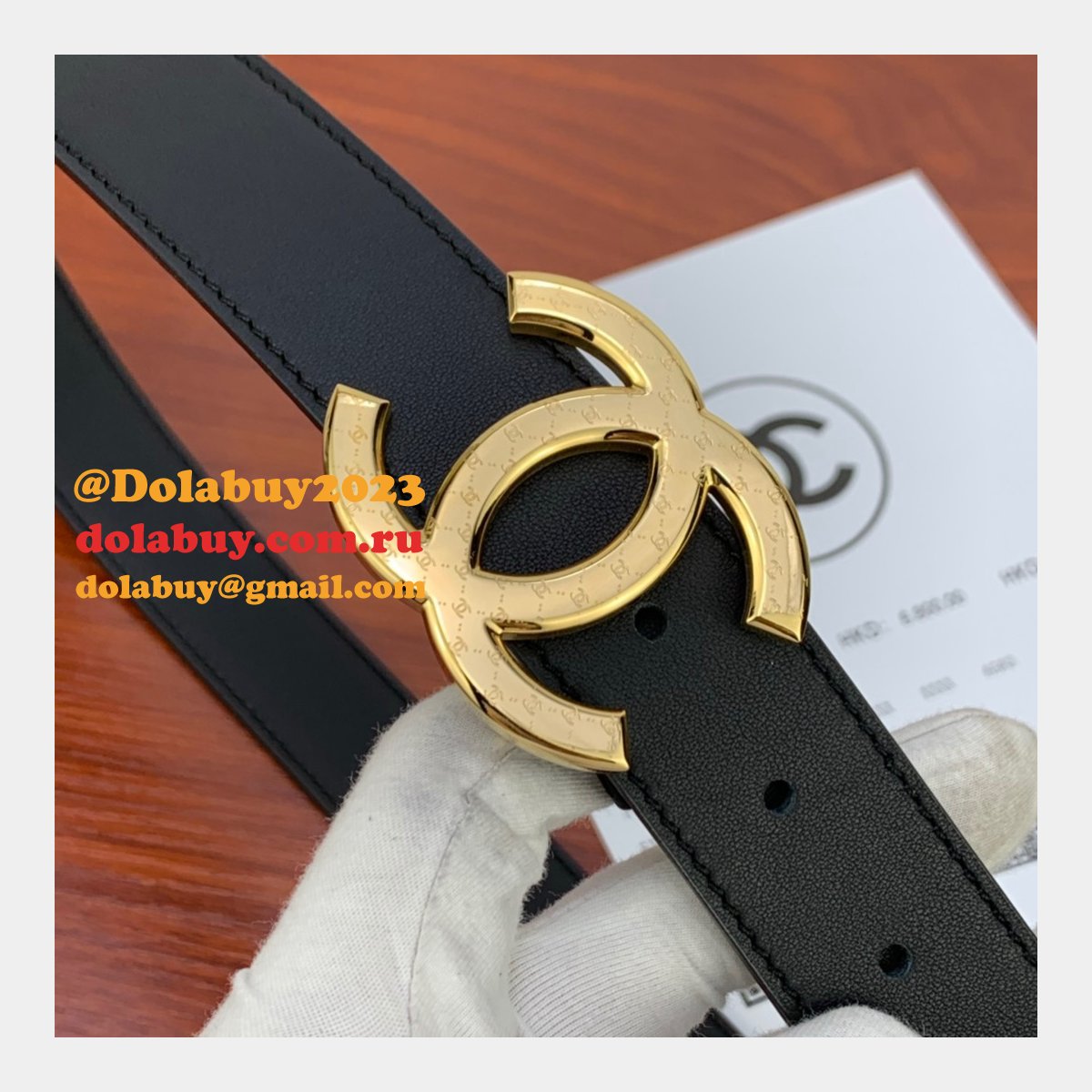 Cheap Replica CC Double C Belt Black Width 3.4cm 1145