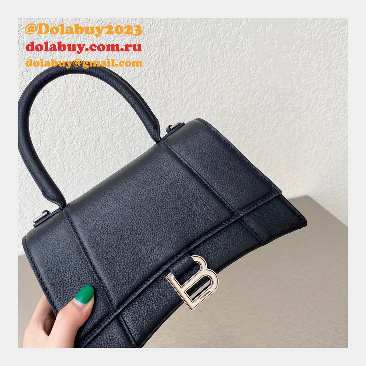 The Best Affordable Balenciaga Knock off Lychee Pattern Hourglass 19/23cm Bag