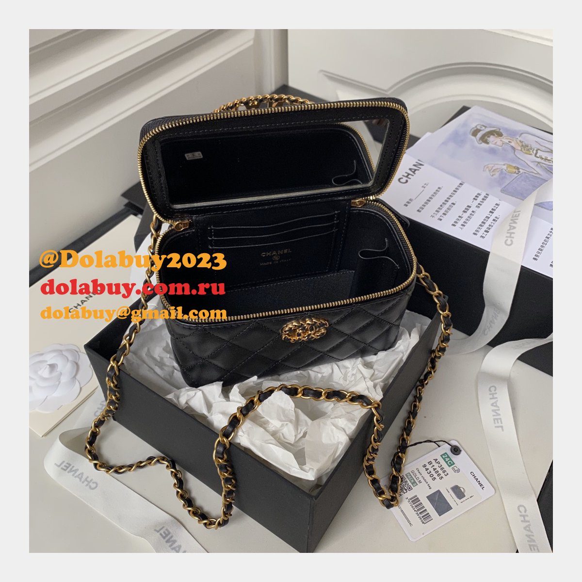 Knockoff Casual Style Vanity AP3663 2Way Chain Plain Party Bags