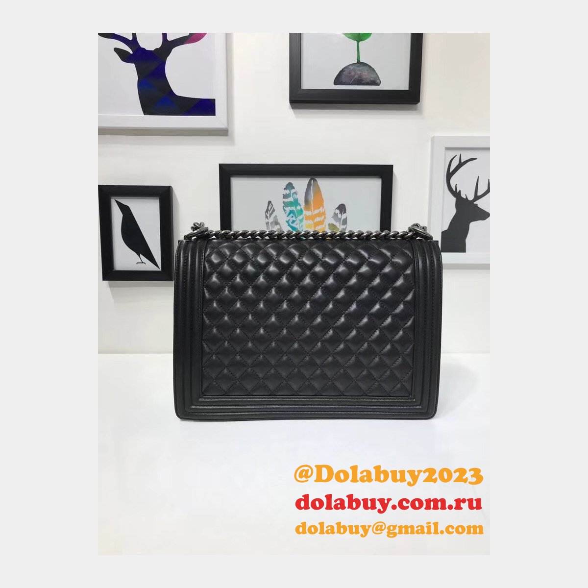 High Quality CC Le Boy Luxury Bags Lambskin 30cm