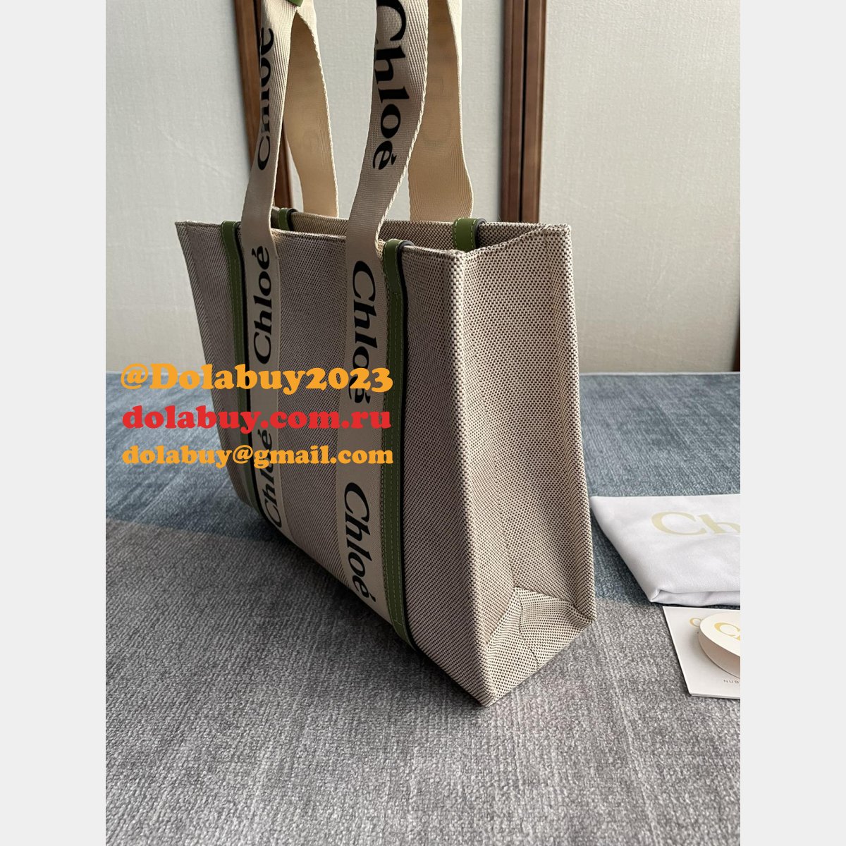 Best Quality Chloe Woody Tote Bag in Cotton Canvas 36CM