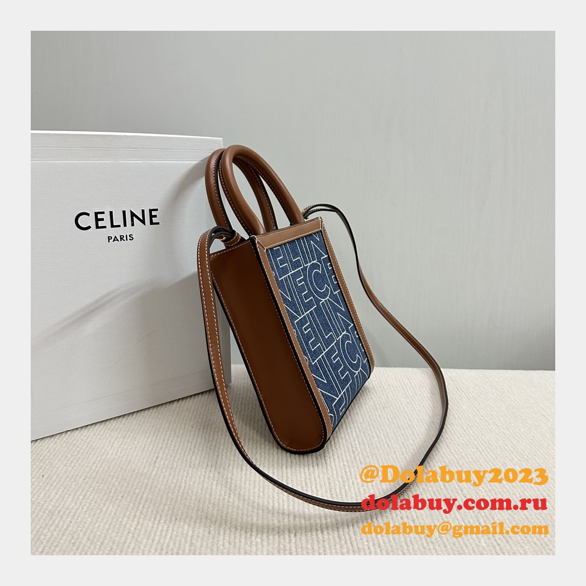 Top Quality celine MINI CABAS BAGS canvas 193302