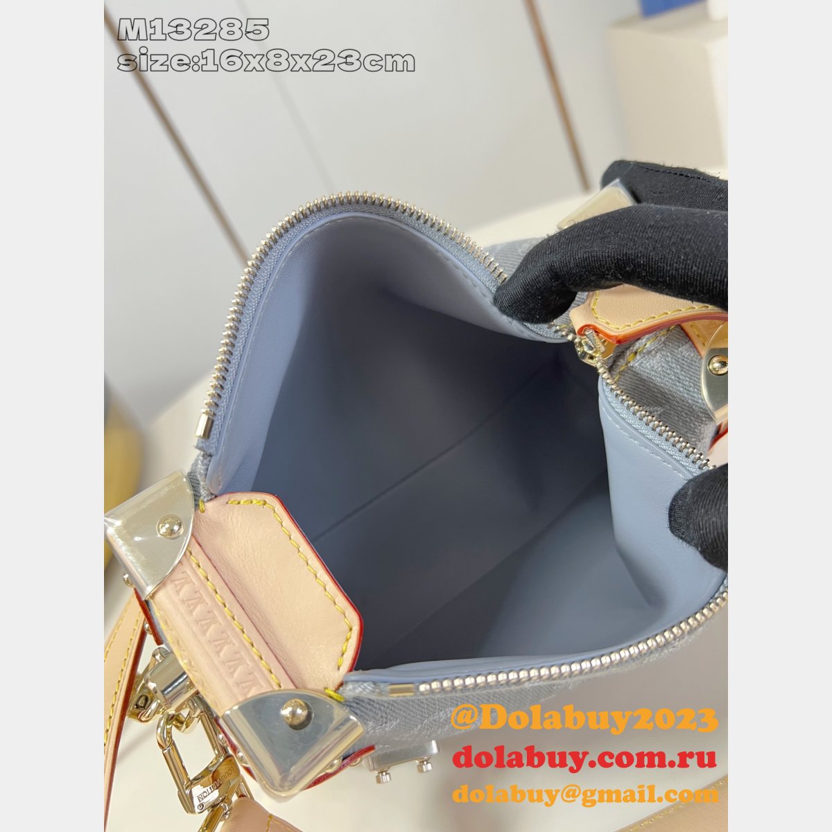 Louis Vuitton M13285 Side Trunk MM Bag Luxury Monogram Denim Grey