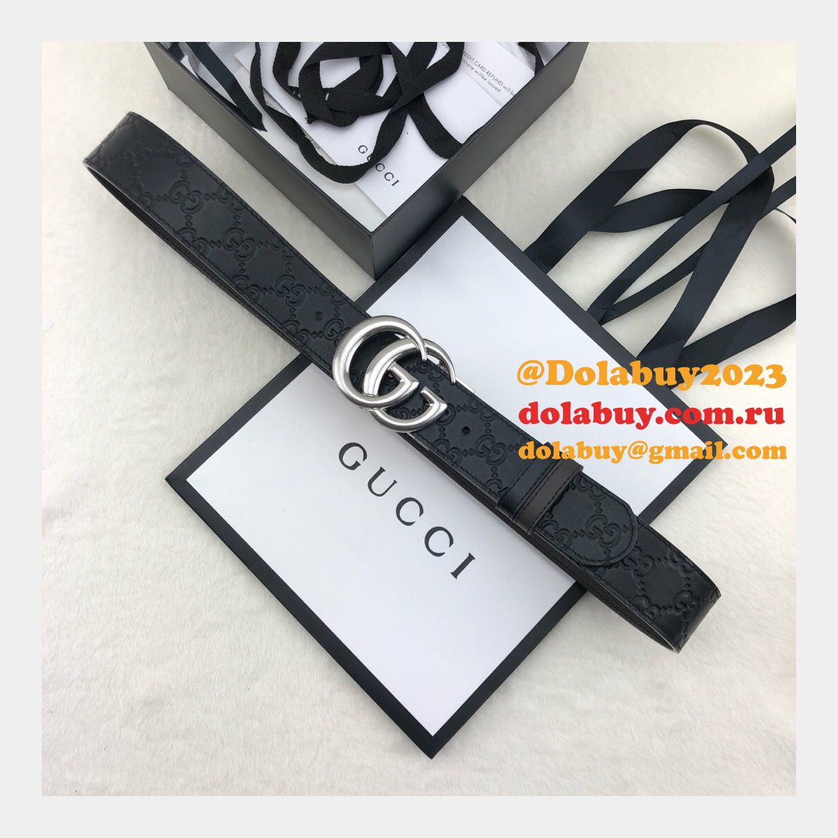 G*u*i belt with double g buckle 38mm-2 black fake