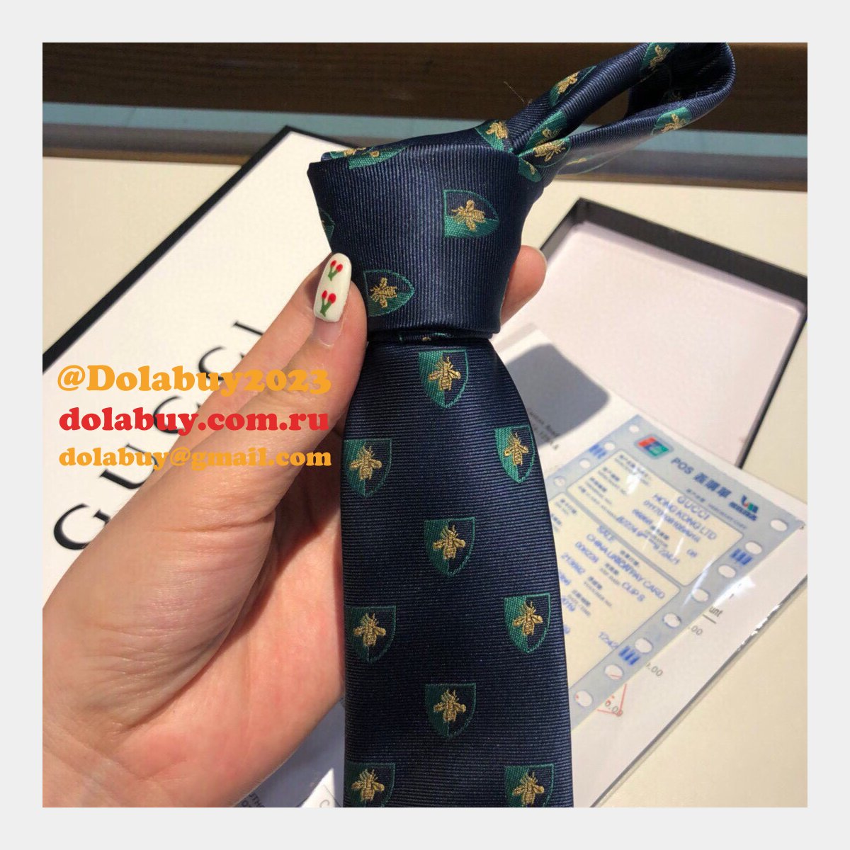 G*u*i silk tie jacquard crafts insect pattern