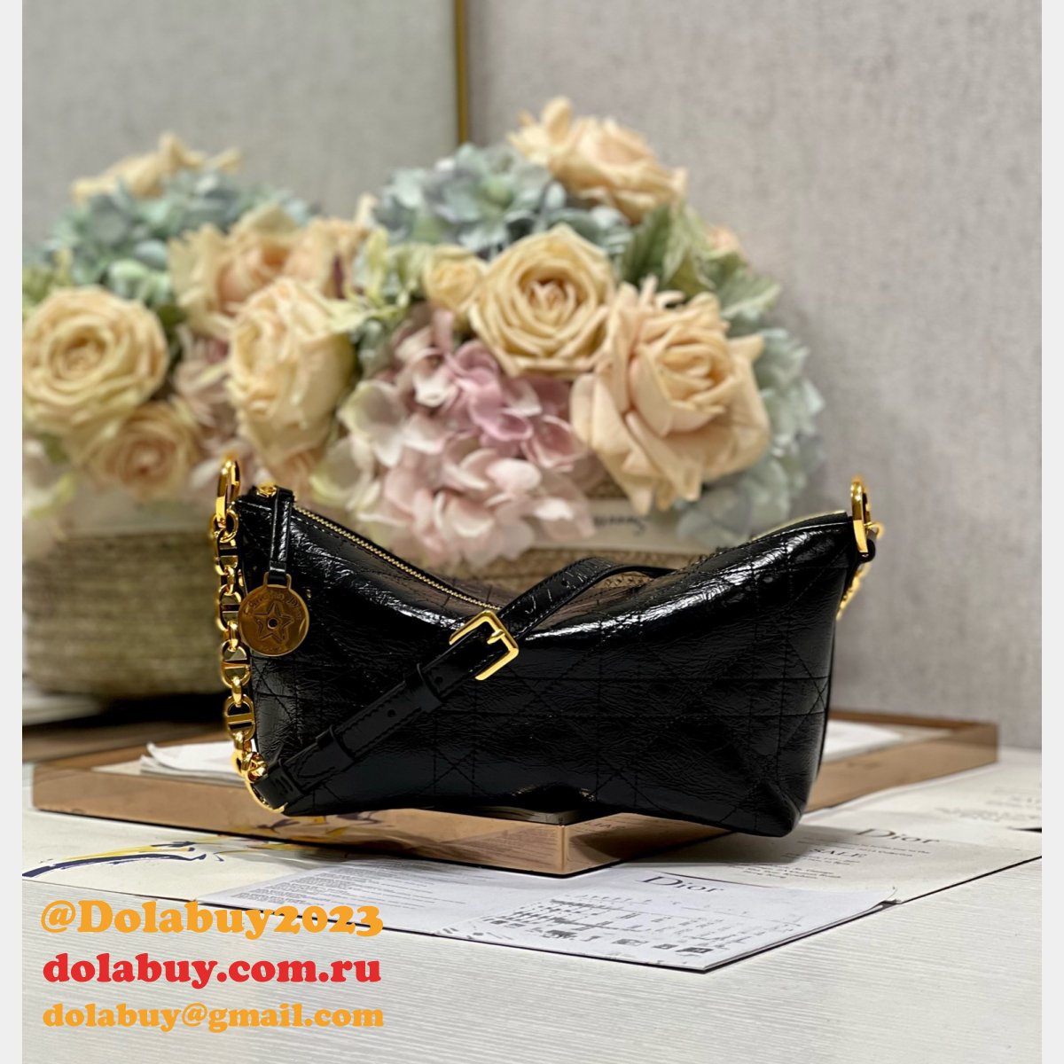 High Quality Christian Dior Paris Diorstar Hobo shoulder bag black