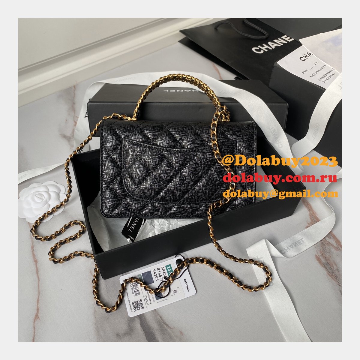 Best Top Wallet On Chain 1:1 Mirror AP4062 Black Replica Bag