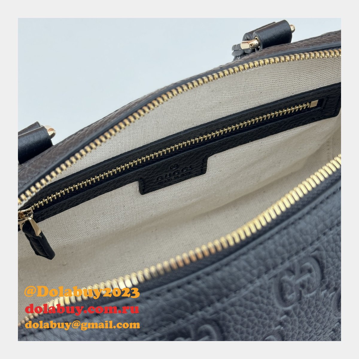 G*u*i luxury gg emblem boston top handle 815255 black knockoff bag