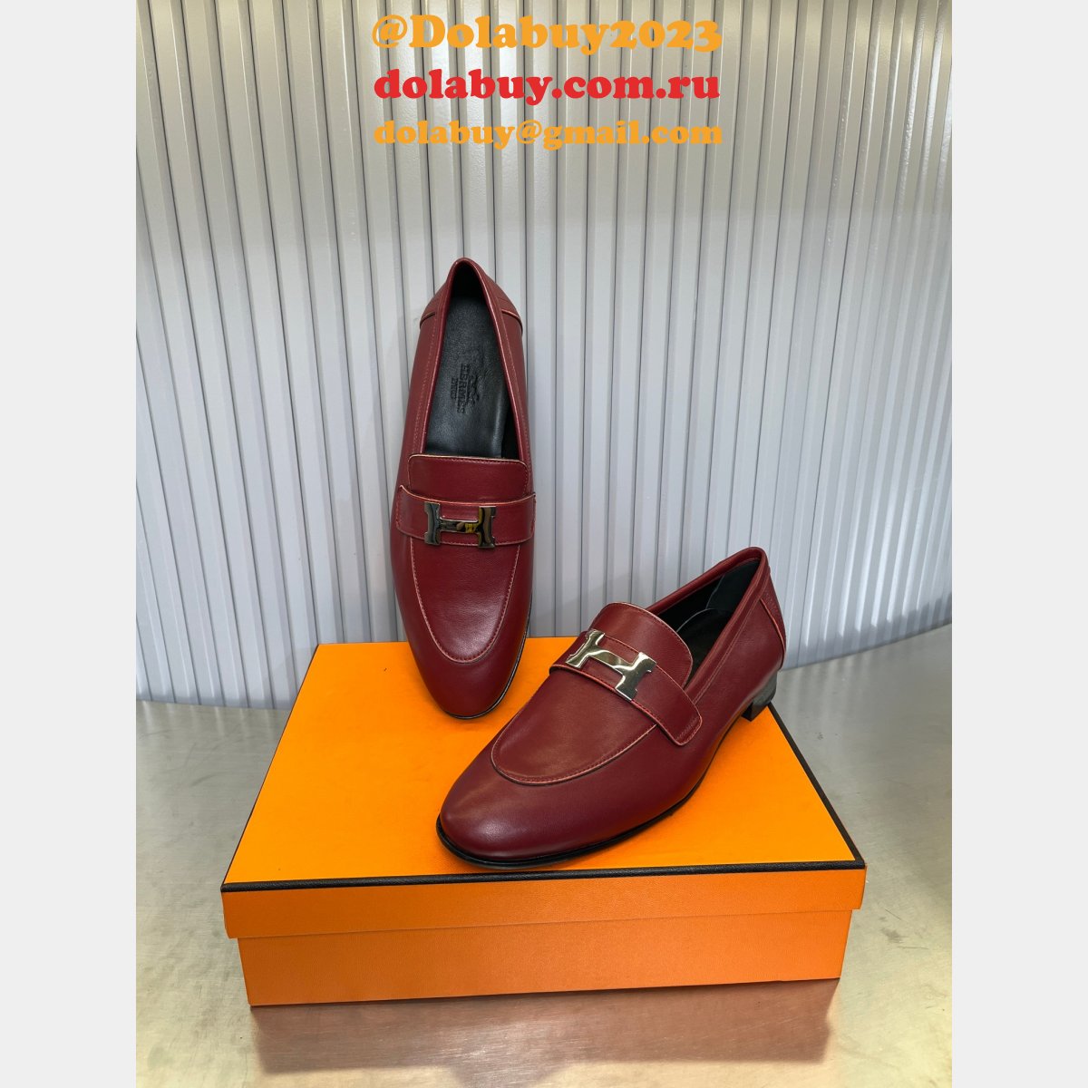 7 Star full leather loafer hermes shoes
