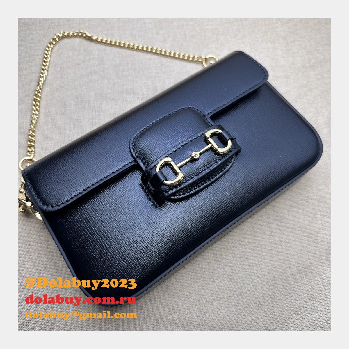 high quality 752002 horsebit black 1955 replica G*u*i designer bag
