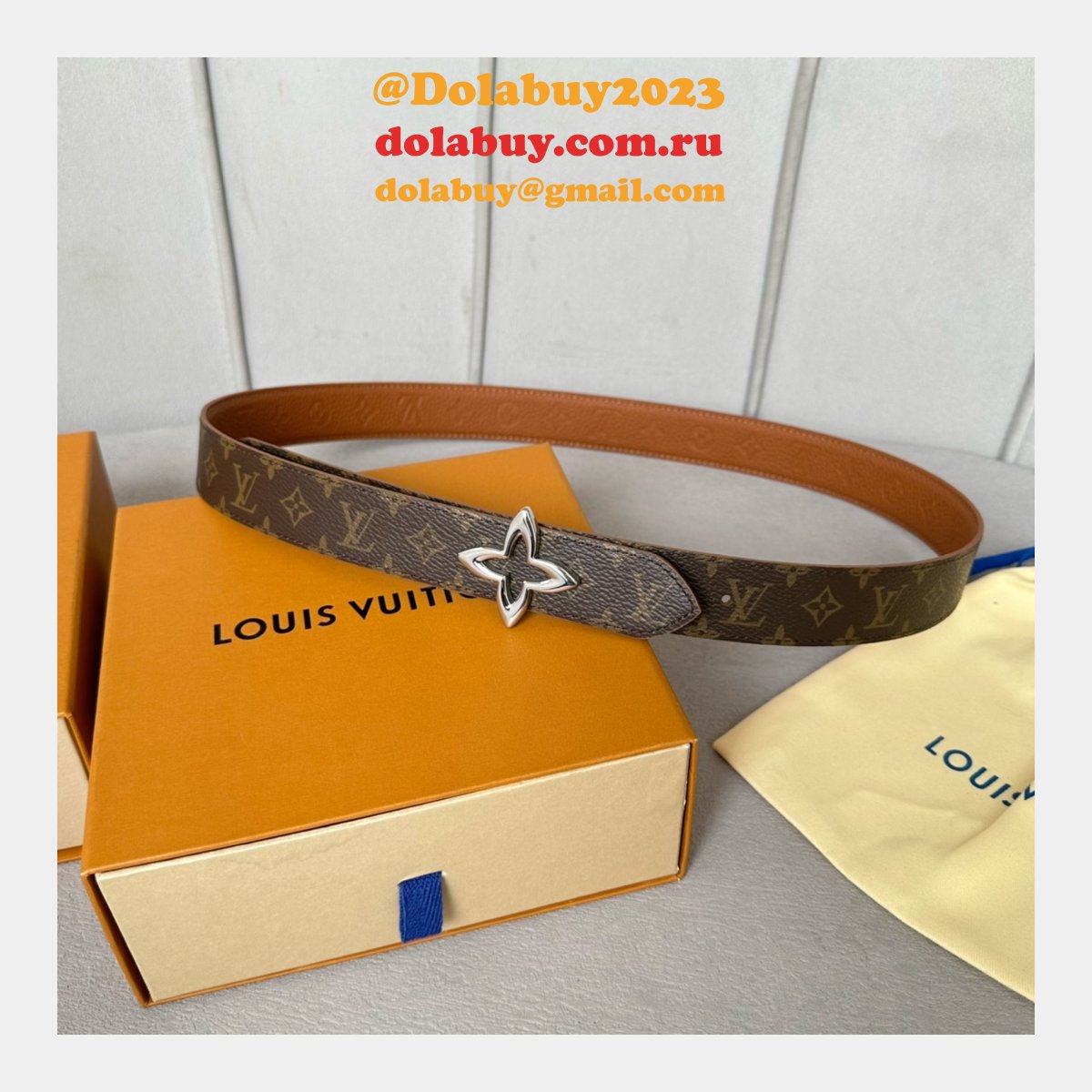 Cheap LV Flowergram 30mm Reversible Belt