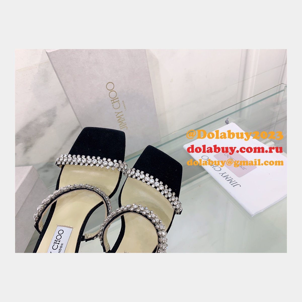 Suede Sandals Replica Jimmy Choo 7 Star Heel 10CM Shoes