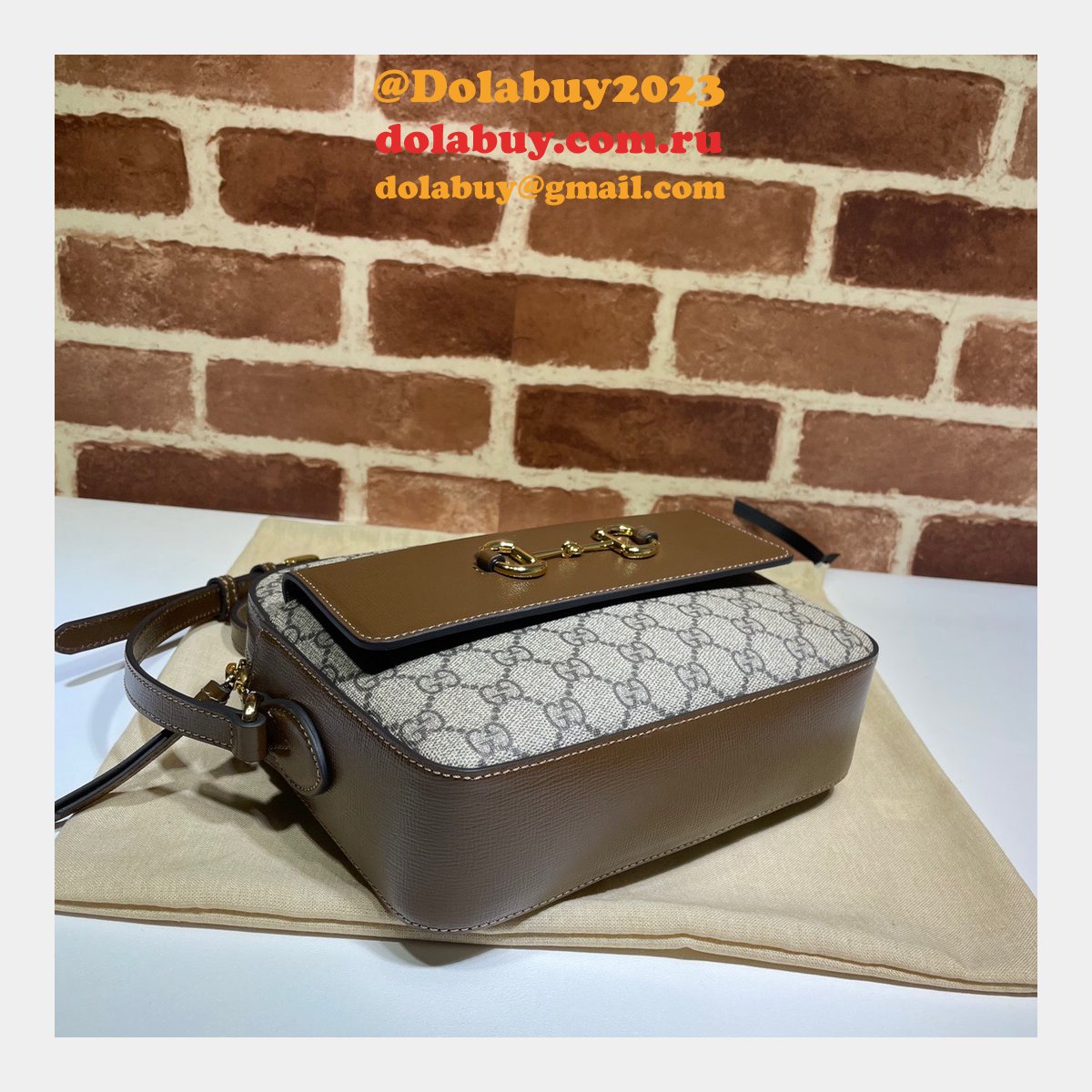 G*u*i replica horsebit 1955 small brown or white leather shoulder 645454 bag