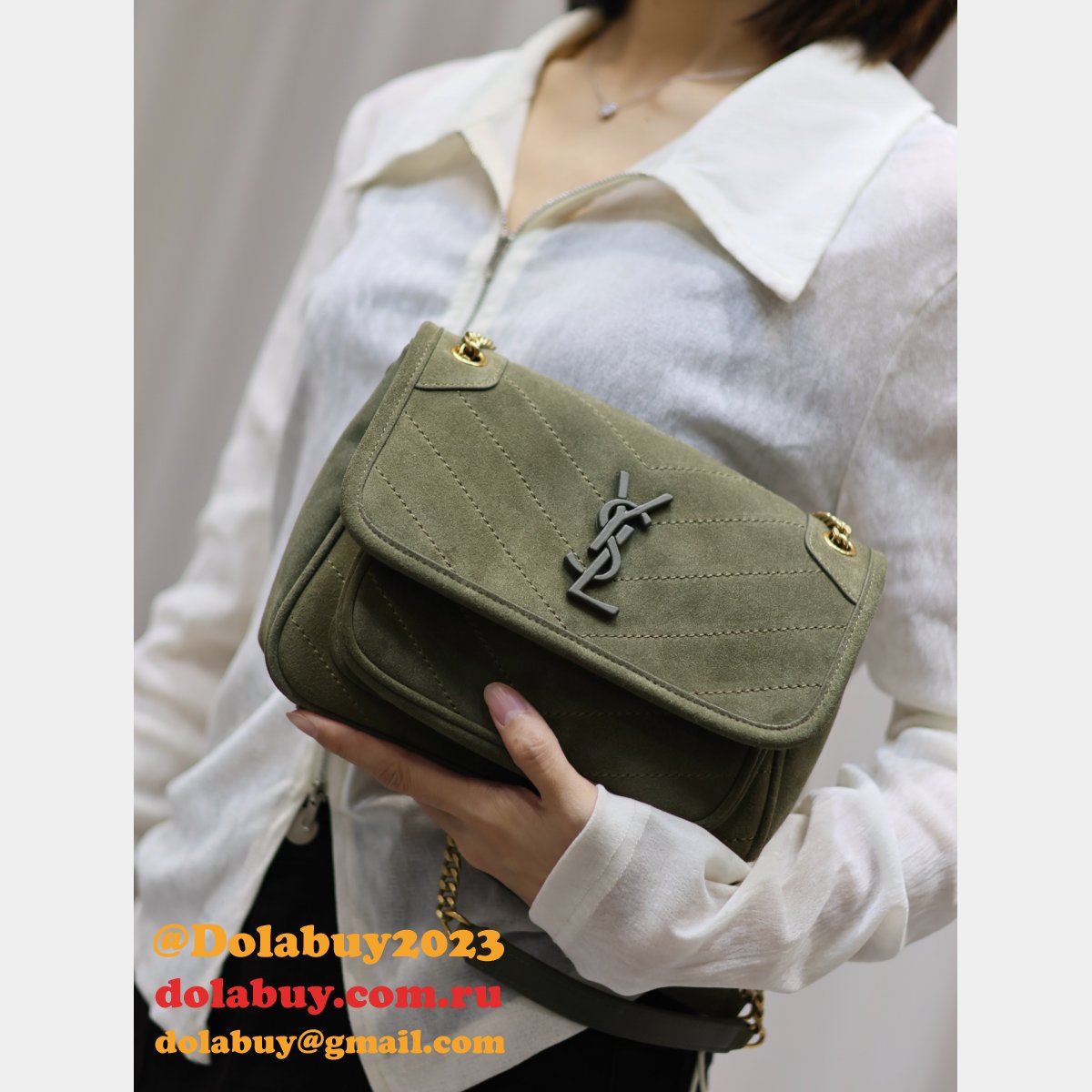Buy Best YSL Niki 22CM 633151 Replicas High Quality ArmyGreen Bag