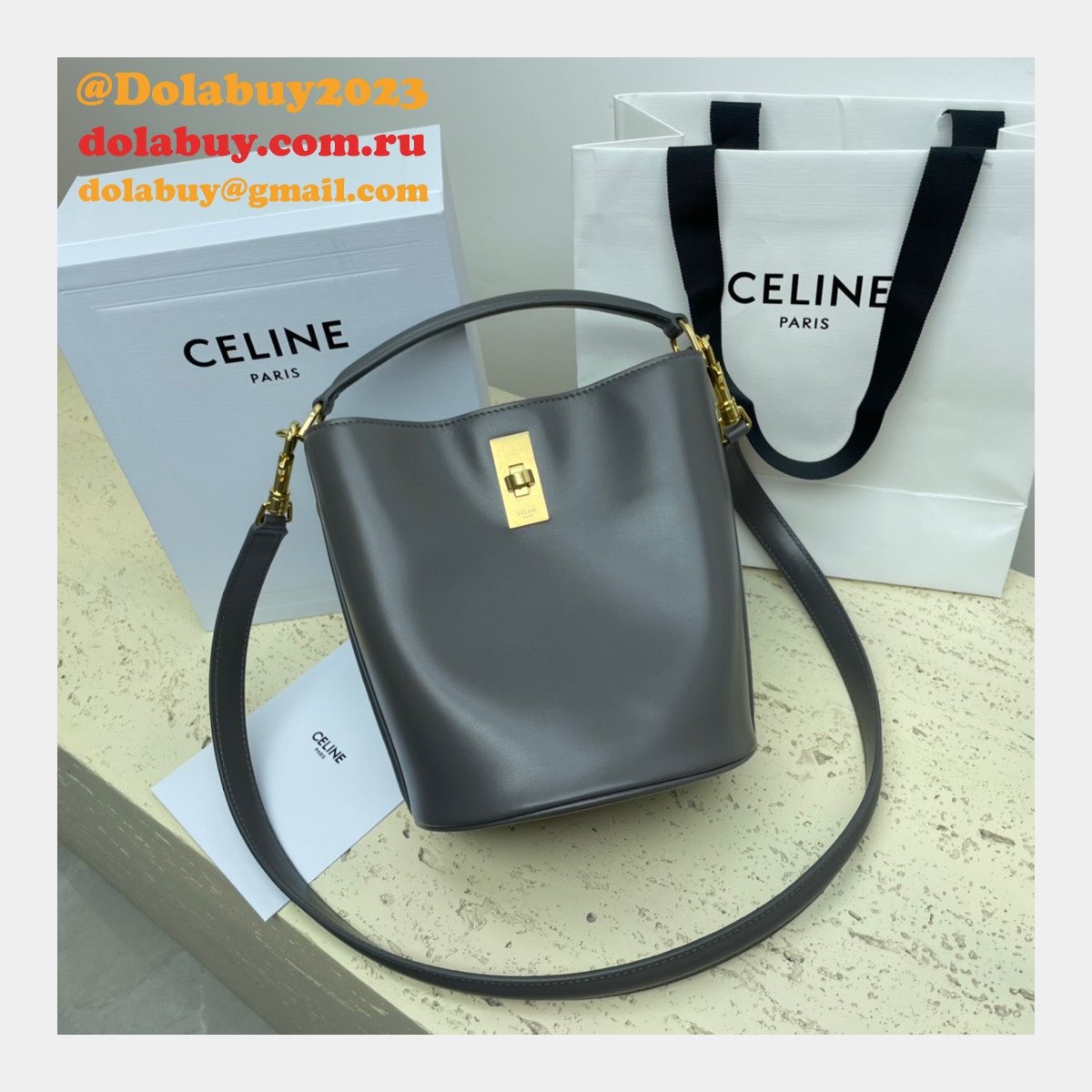 UK Celine Perfect Fake Quality Teen Bucket Triomphe Bag