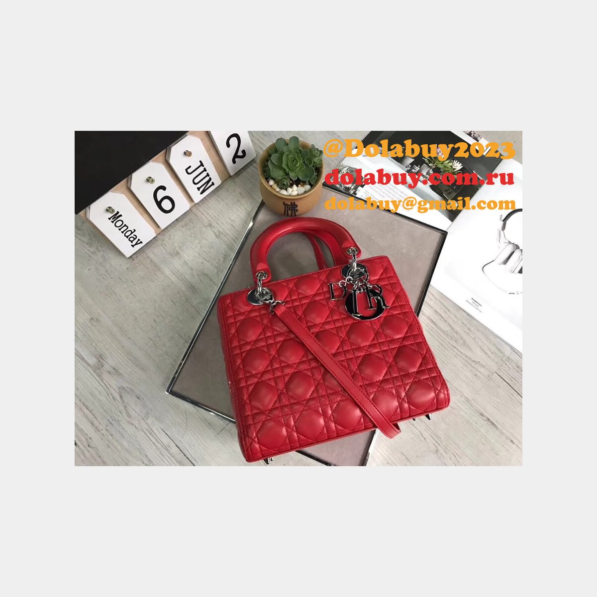 Fashion Christian Dior Lady Dior Top Quality 24CM Fake Bag