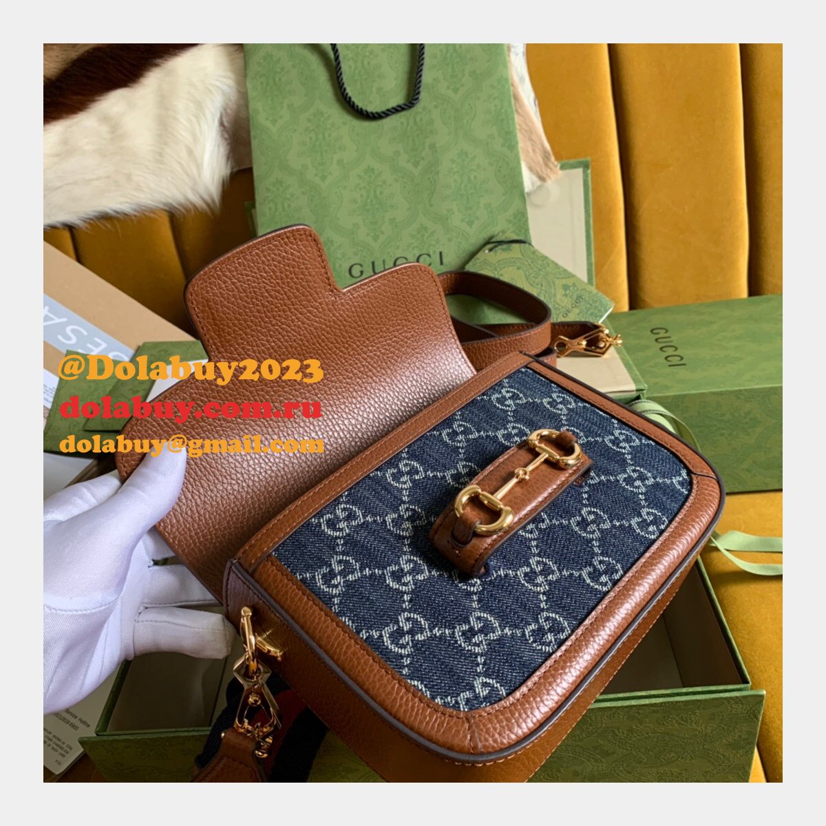 high quality G*u*i replica horsebit 1955 mini bag 658574 gg supreme canvas