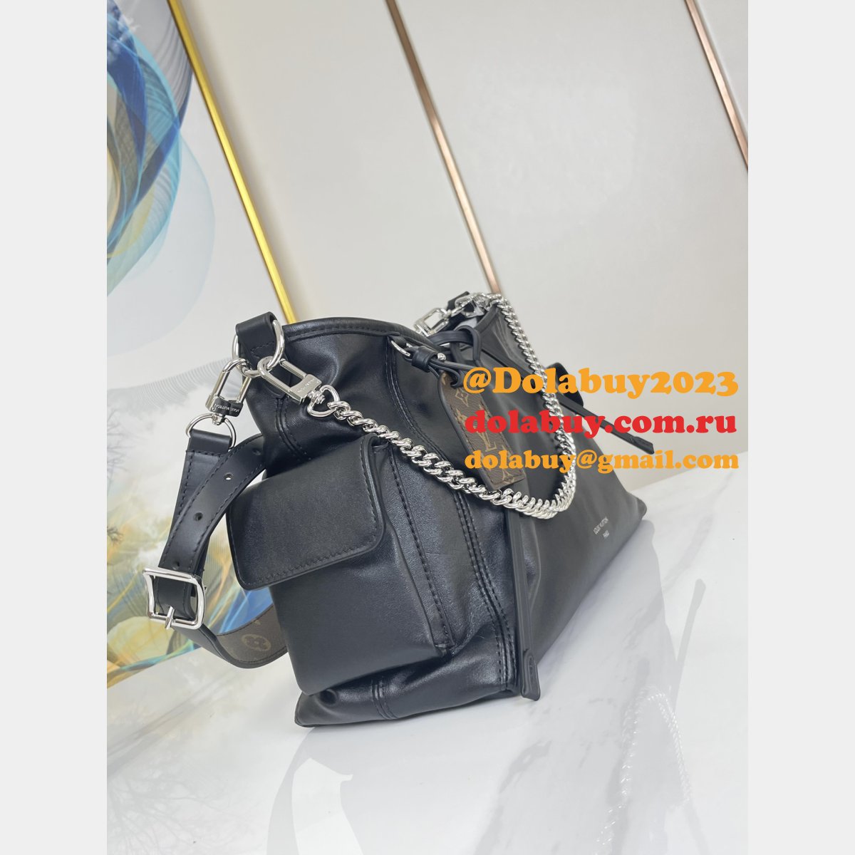 Inspired M24861 CarryAll Cargo PM H27 Louis Vuitton Perfect Black Bag