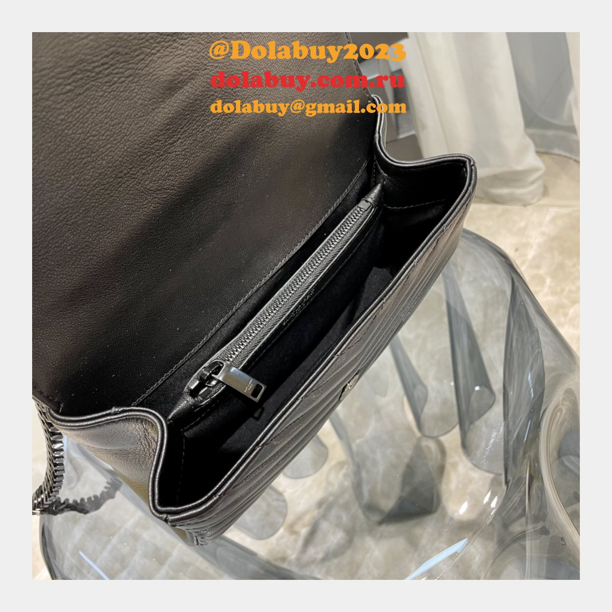 YSL Fake 392737 College Medium Chain Bag in Matelassé Leather