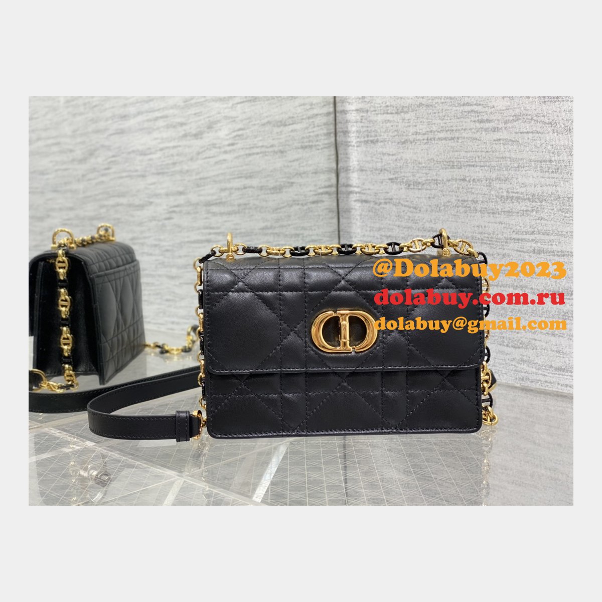 Top Quality 9277 Christian Dior 1:1 Mirror Knockoff Caro Black Bag