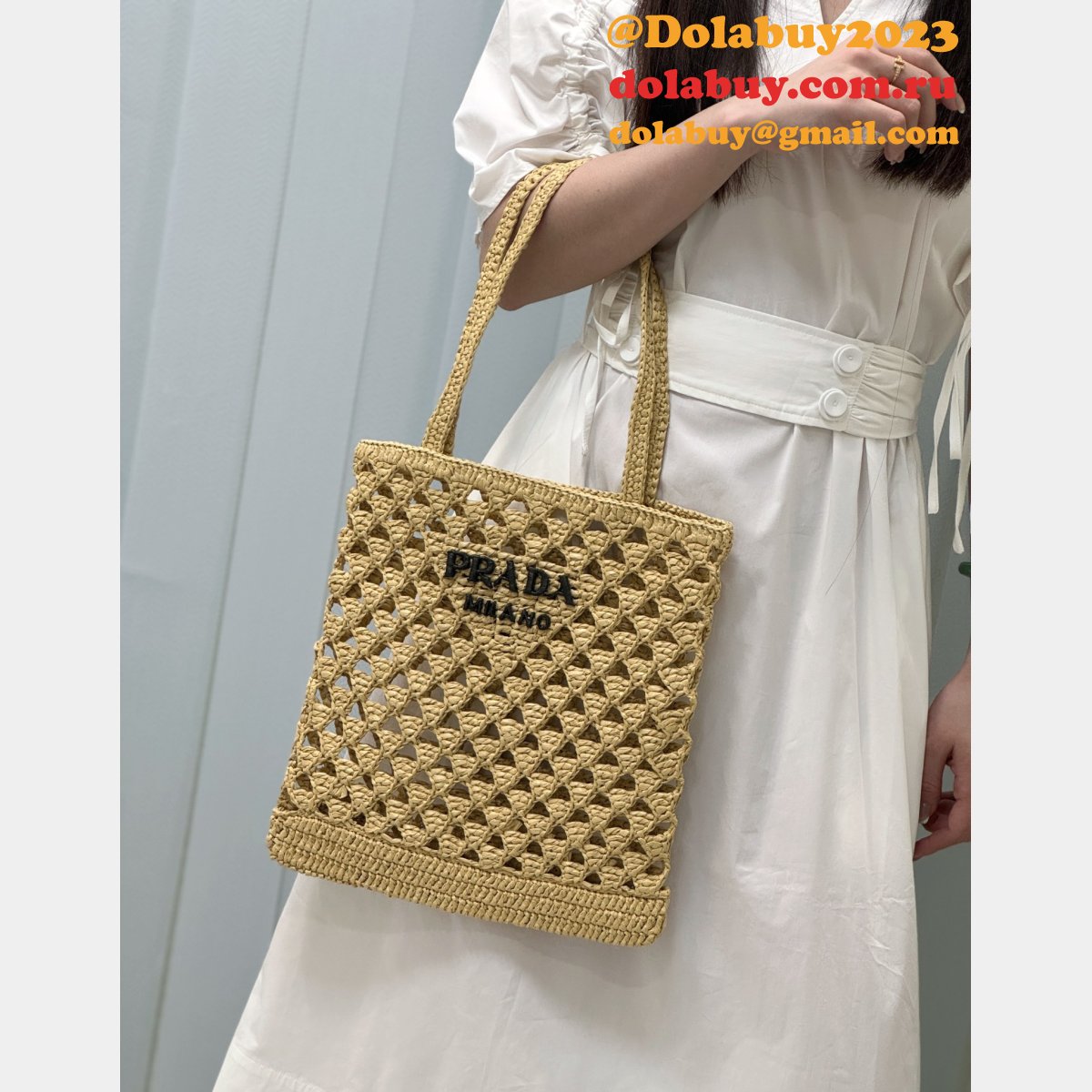 Wholesale Prada straw shopping bag 1BG493