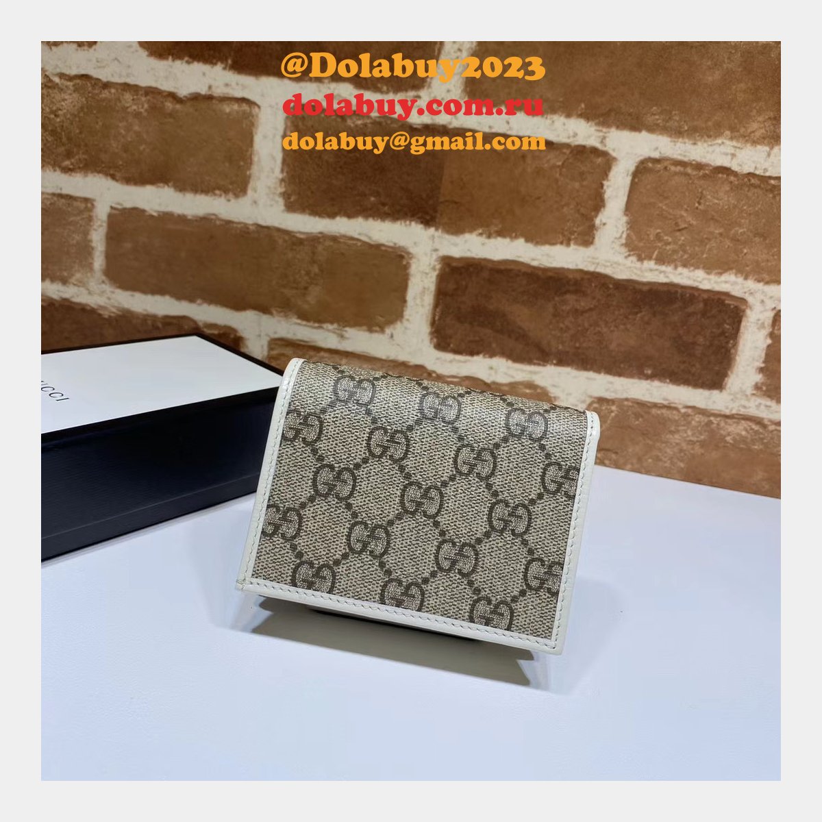 top quality G*u*i beige fake 1955 horsebit card case 621887 wallet