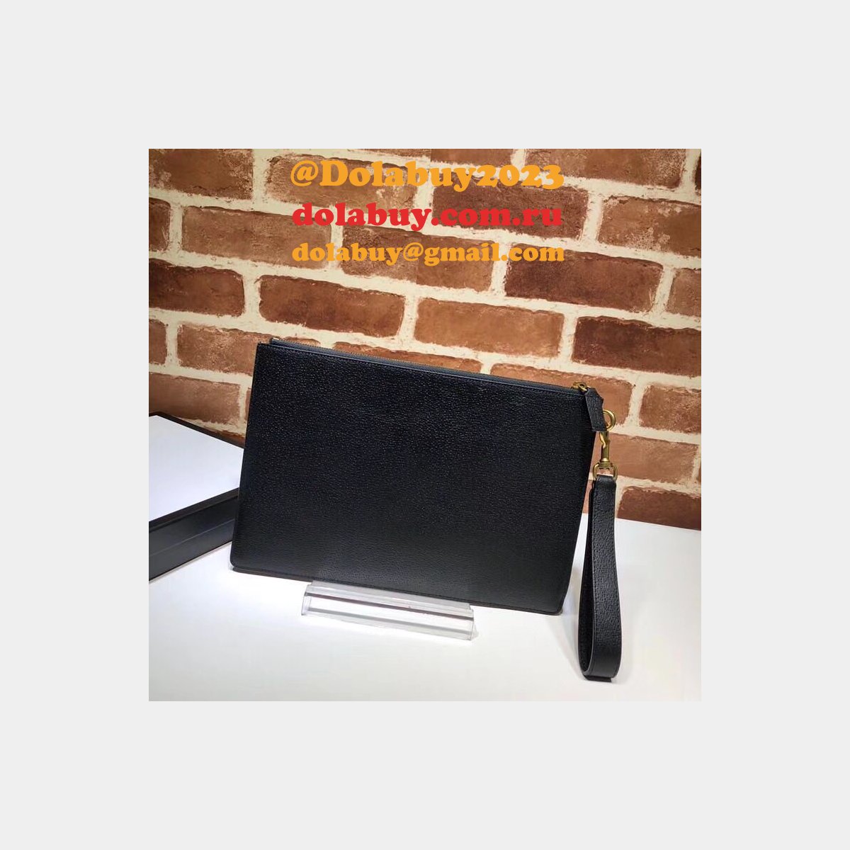 luxury G*u*i 523684 animalier leather pouch  black