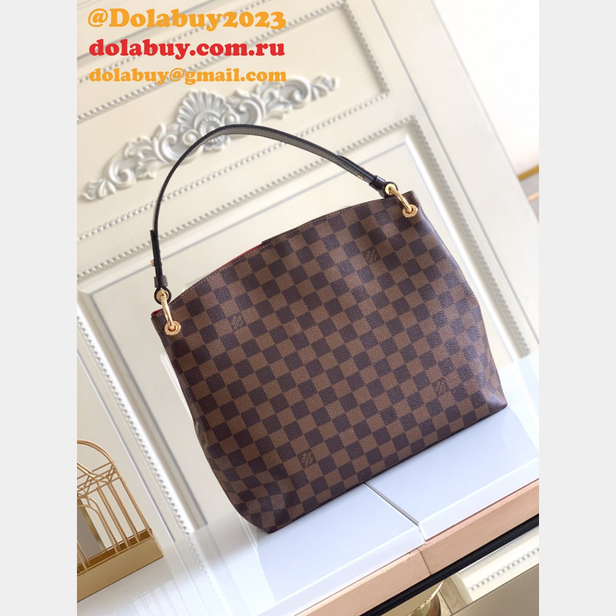 Best Louis Vuittons N44044 Graceful PM Damier Ebene in Brown