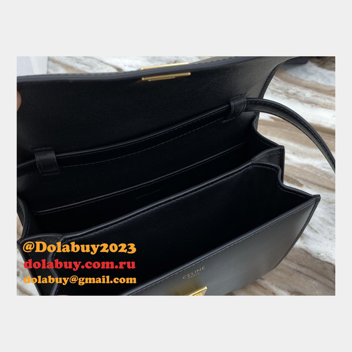 Replica Celine Teen Classic Leather Shoulder Black Bag