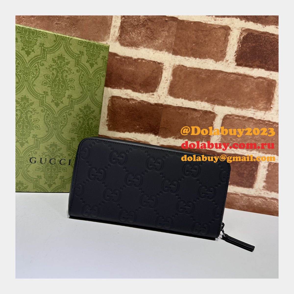 inspired gg rubber-effect zip around wallet 771421 G*u*i men luxury