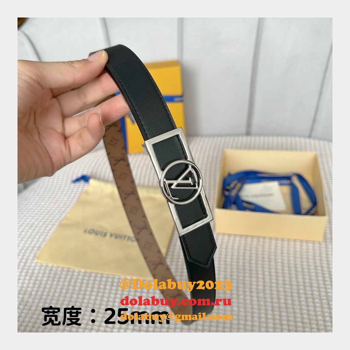 Designer Louis Vuitton Dauphine 25mm Reversible Belt