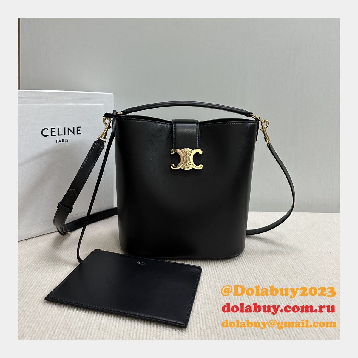 7 Star Celine Triomphe Louise Bucket Bag 116613