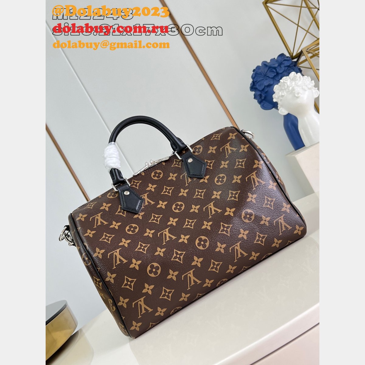 Louis Vuitton Luxury Copy M12243 Speedy Soft 30 Dark Monogram Bag
