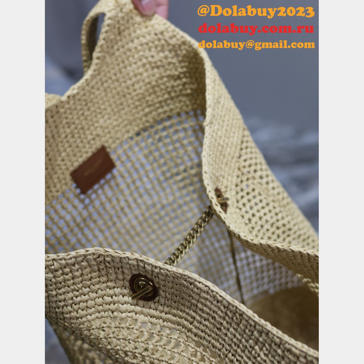 Top Quality YSL I CARE 698651 raffia weaving shopping bag