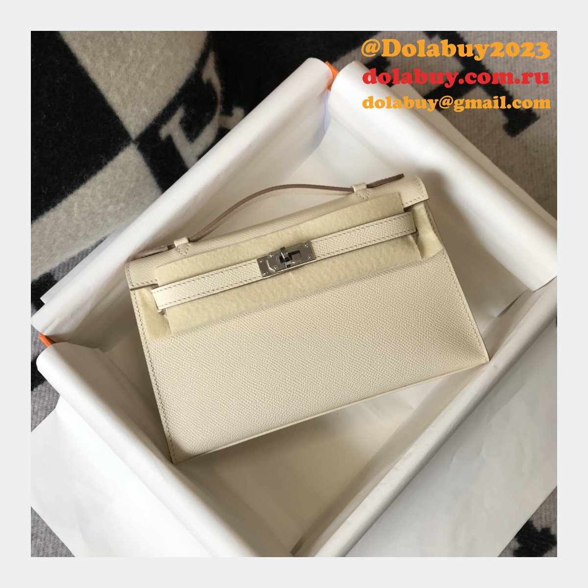 Luxury Hermes EPSOM LEATHER Mini Kelly Pouchette