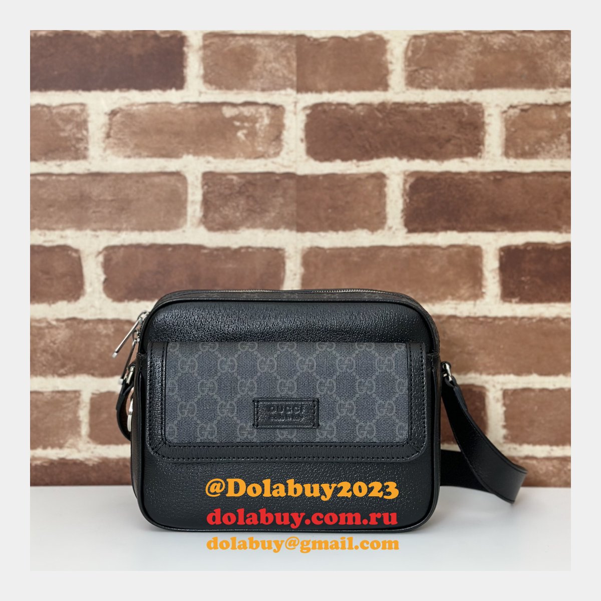 Men Gucci Replicas 795464 Small GG Crossbody 795464 Black Bag