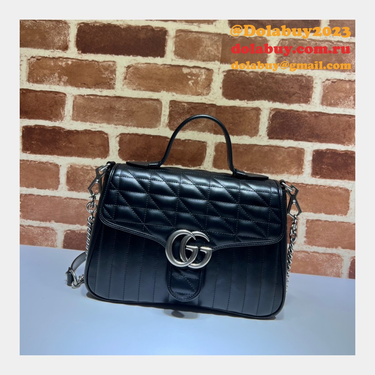 designer replica G*u*i replicas gg marmont small top handle 498110 bag
