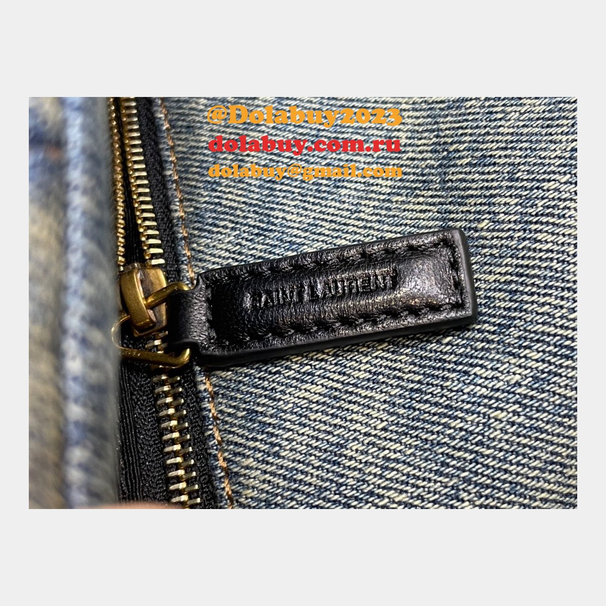 Saint Laurent Cheap Toy Loulou Puffer Matelassé Denim Bag