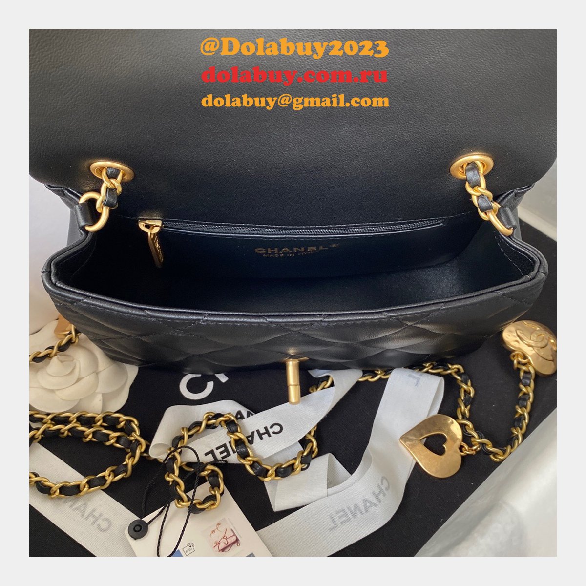 Wholesale Flap Fake AS3456 Bag Lambskin Gold-Tone Metal