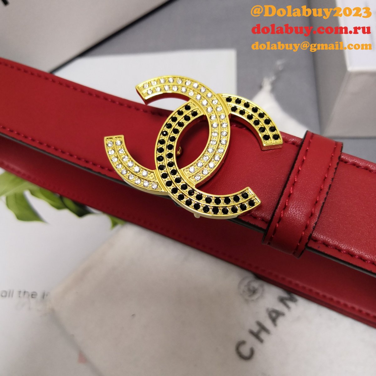 Top Quality Replica CC Double C Belt Red Width 3.0cm 1135