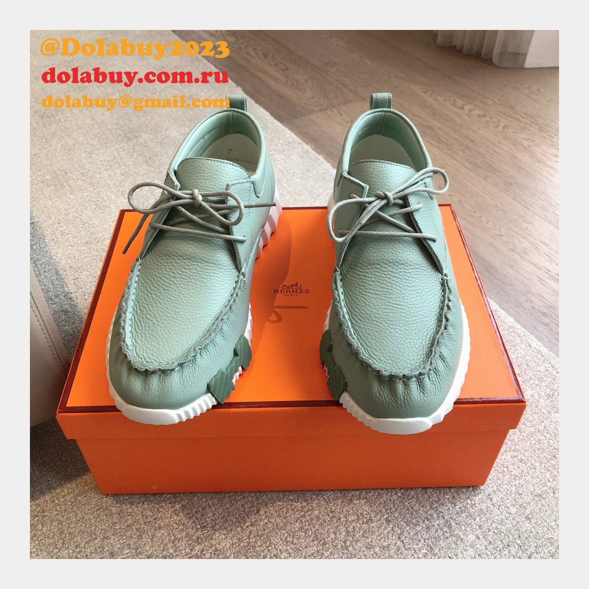 Top Quality hermes men Bouncing leather sneaker