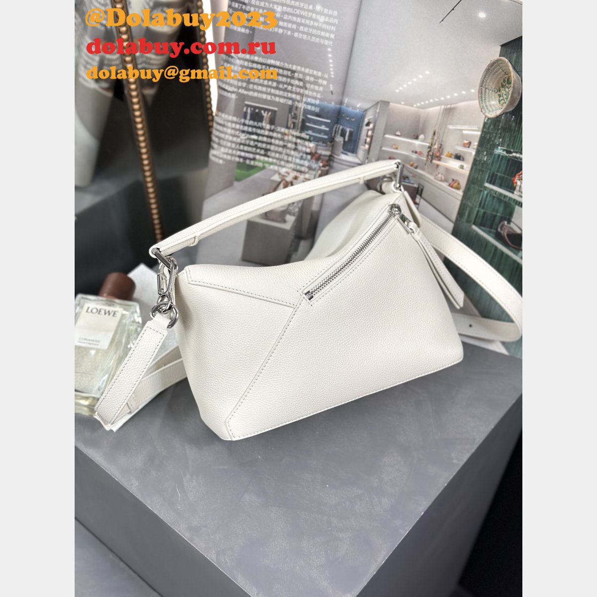 Fake Luxury Small Puzzle Bag In Soft Grained Calfskin 24CM