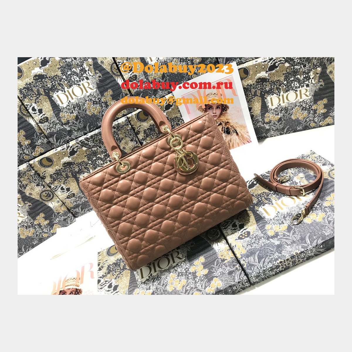 Inspired Duplicate dior lady lambskin 32CM HANDBAG