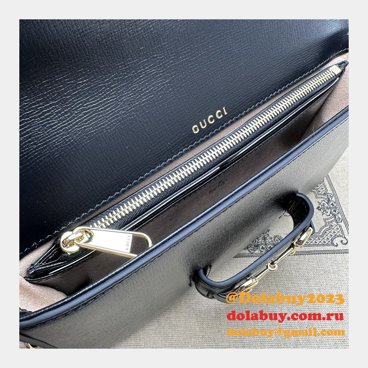 high quality 752002 horsebit black 1955 replica G*u*i designer bag