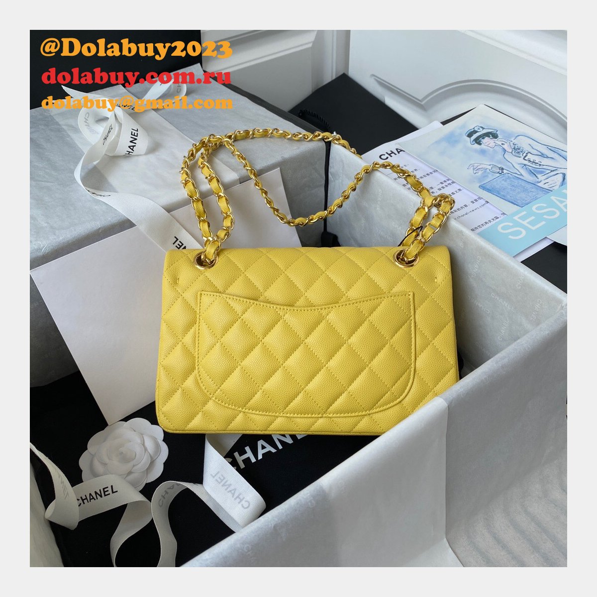 Top quality Fake Small Flap Lambskin CF 23cm