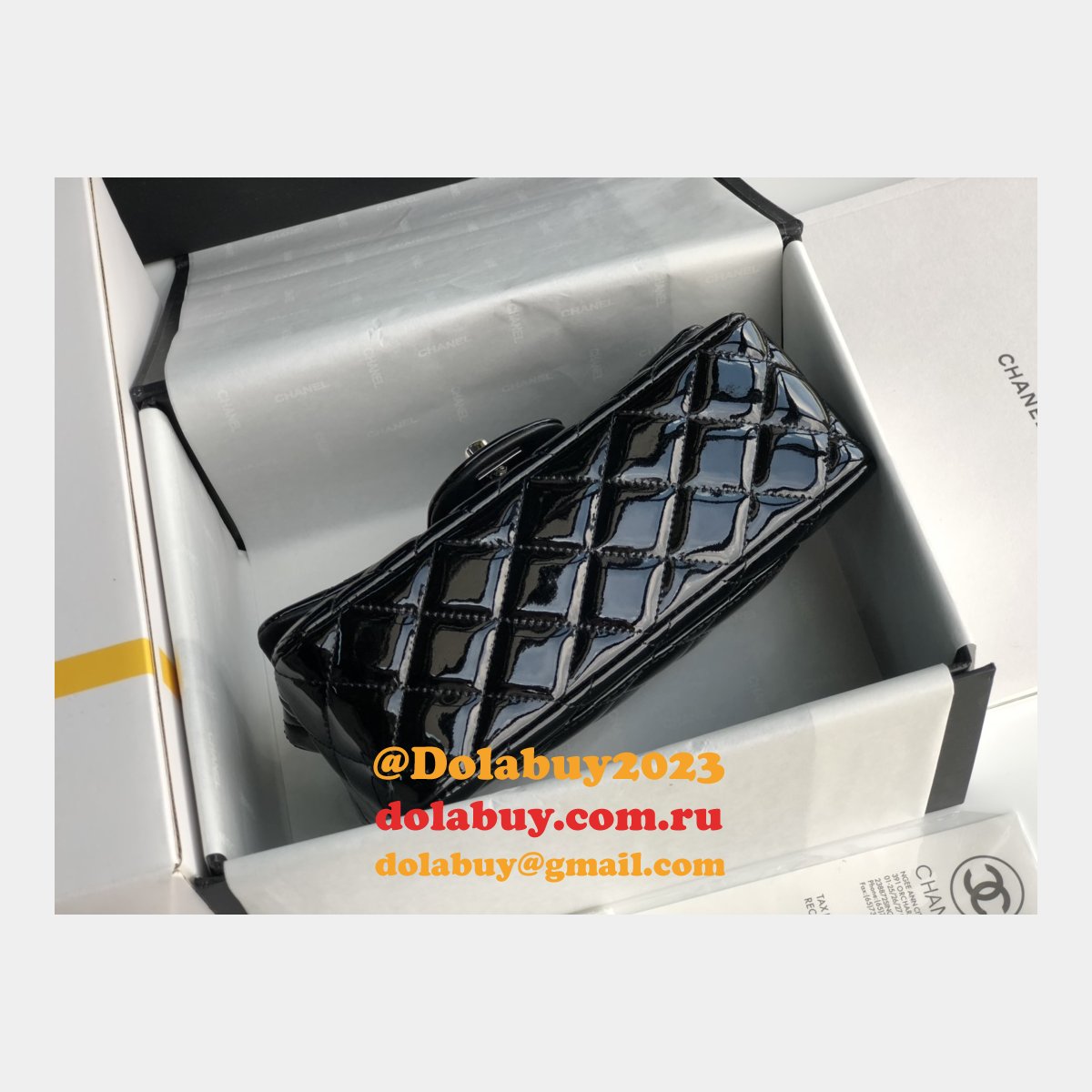 7 Star CC Lambskin Flap Designer Black Bag 20CM