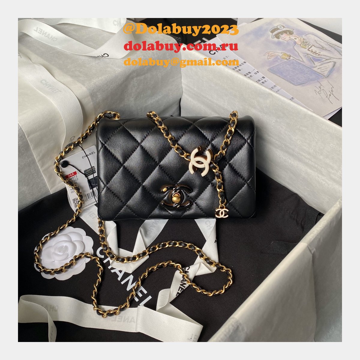 Shop 1:1 Mirror AS4973 Replica Shoulder Black/White Bags